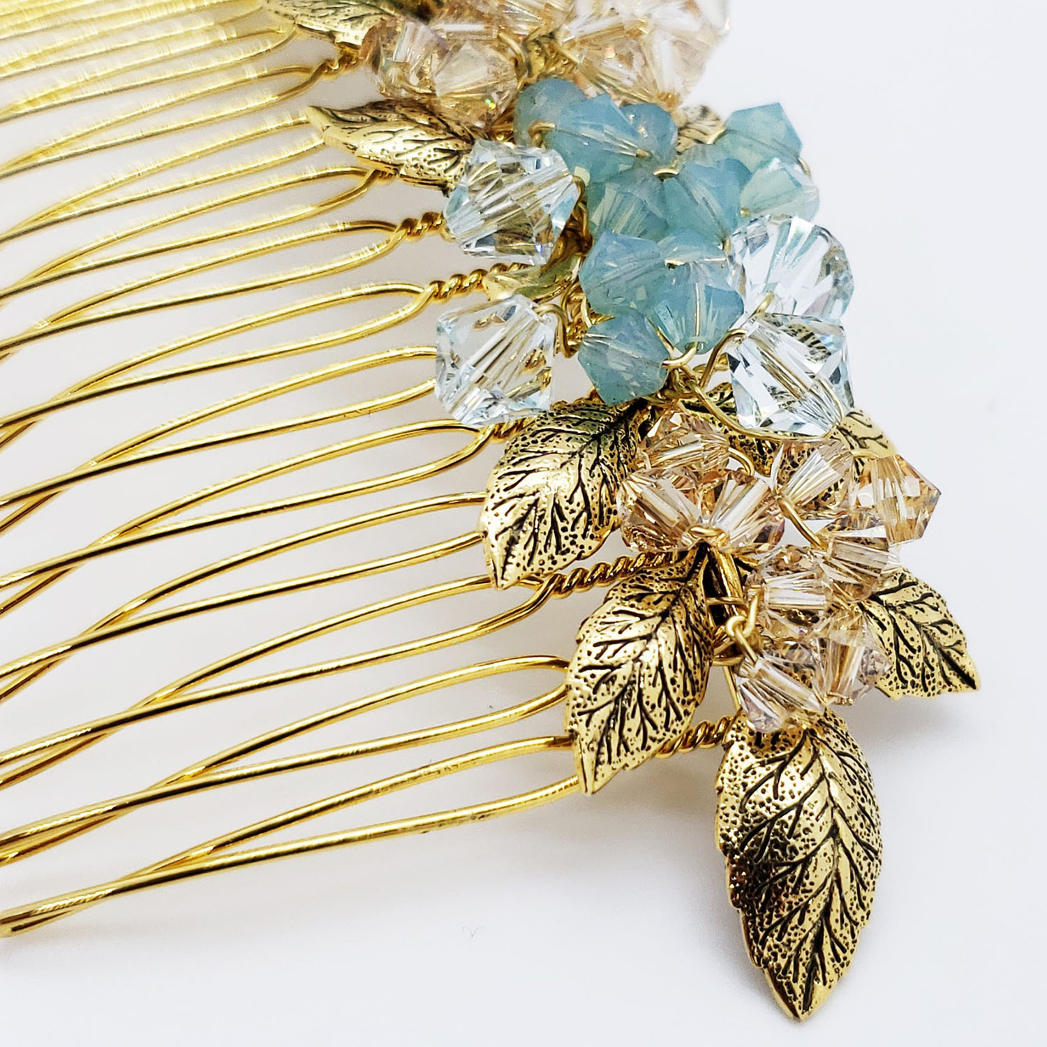 Minnie Comb - Gold - Multi-colored - Ellen Hunter NYC - Luxury Bridal Jewelry