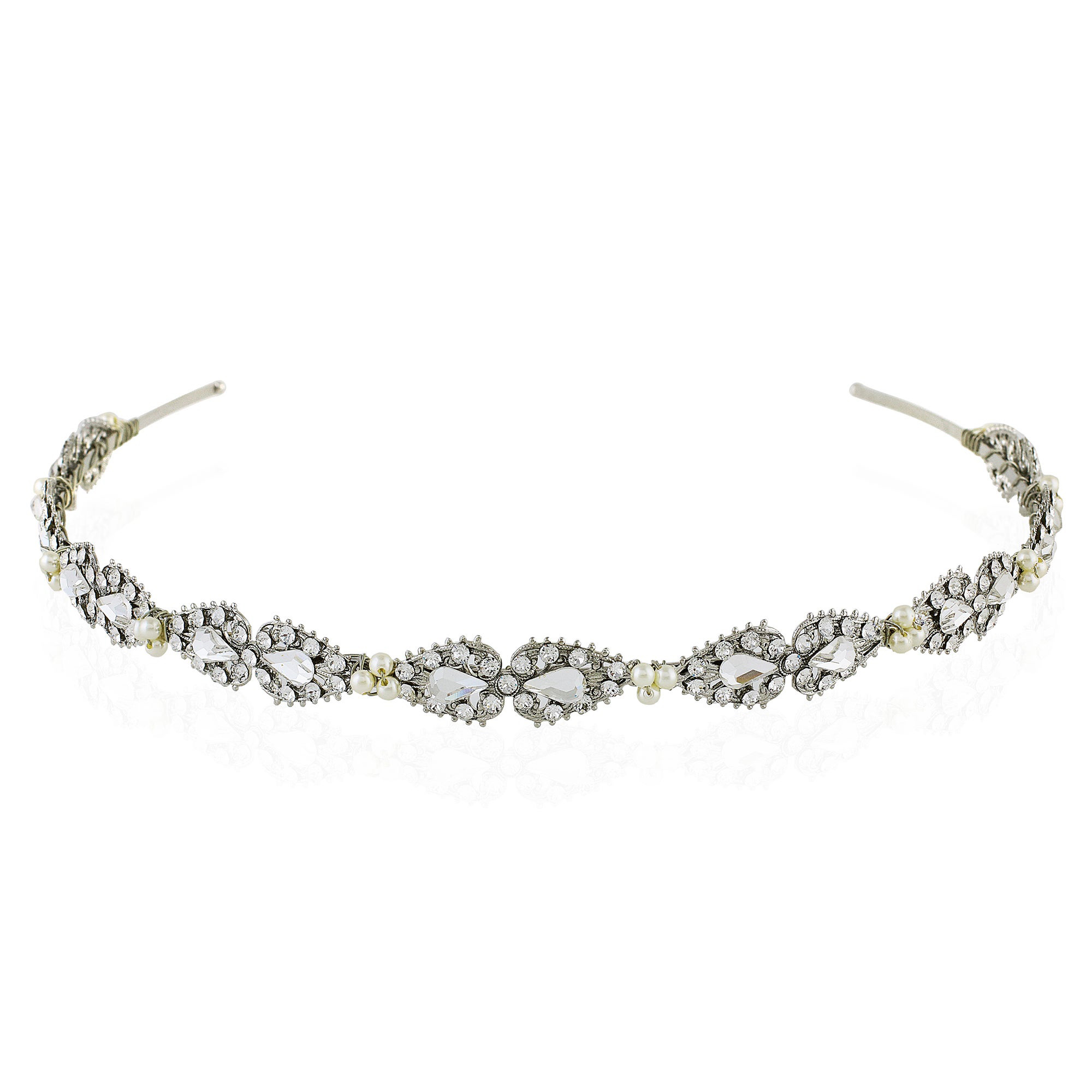 Angelica Headband - Silver - Ellen Hunter NYC - Luxury Bridal Jewelry