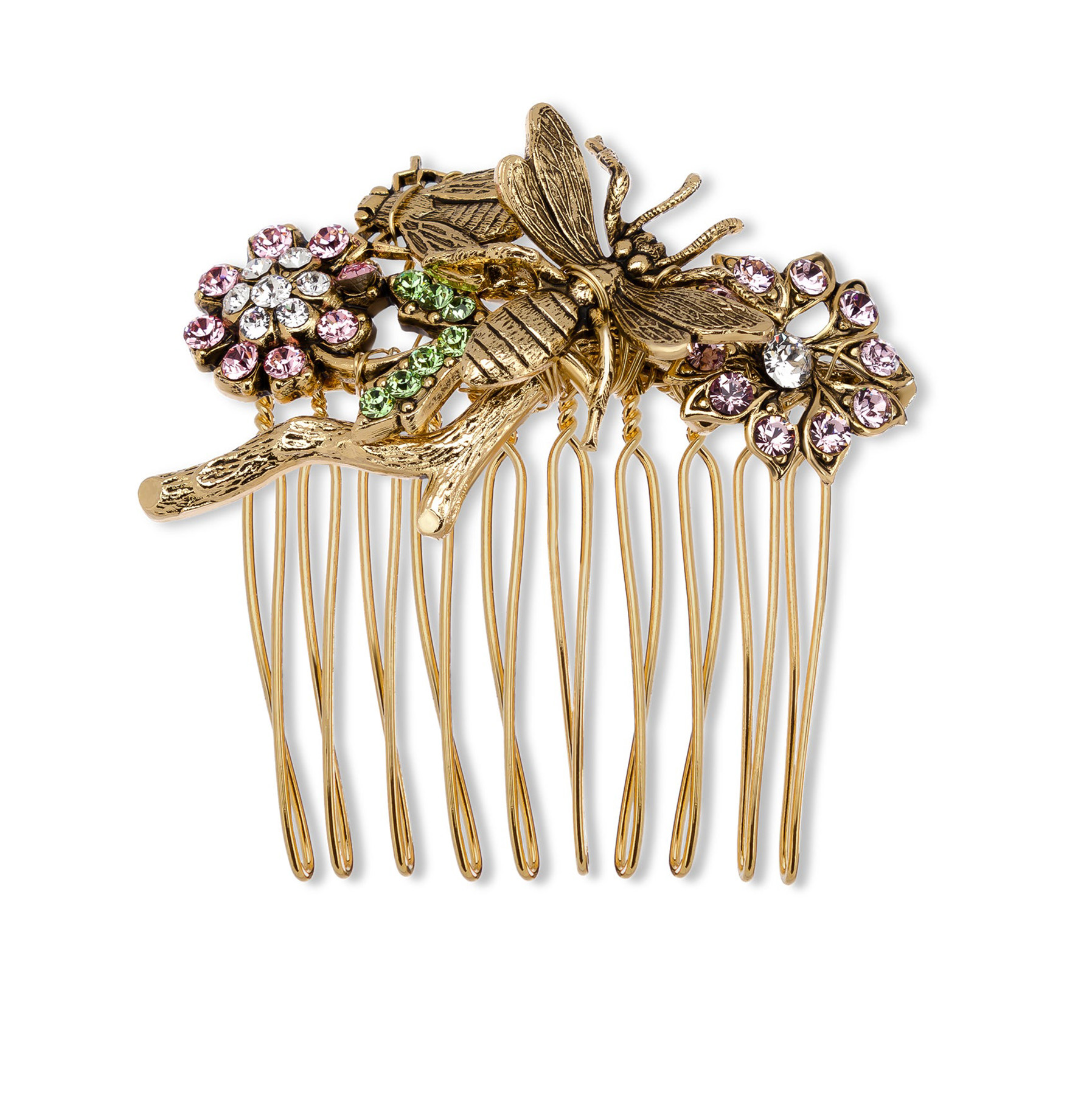 Annabelle Comb - Gold - Multi-colored - Ellen Hunter NYC - Luxury Bridal Jewelry