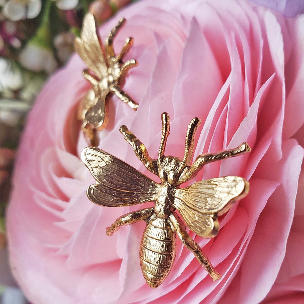 Bee Earrings - Gold - Ellen Hunter NYC - Luxury Bridal Jewelry
