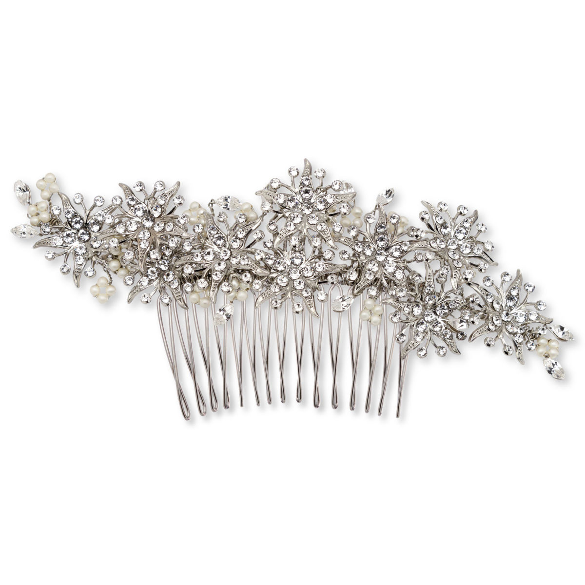 Camelia Comb - Silver - Ellen Hunter NYC - Luxury Bridal Jewelry