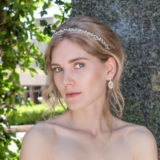 Penelope Earrings - Kim Headband - Silver - Ellen Hunter NYC - Luxury Bridal Jewelry