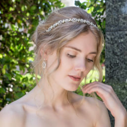 Penelope Earrings - Kim Headband - Silver - Ellen Hunter NYC - Luxury Bridal Jewelry