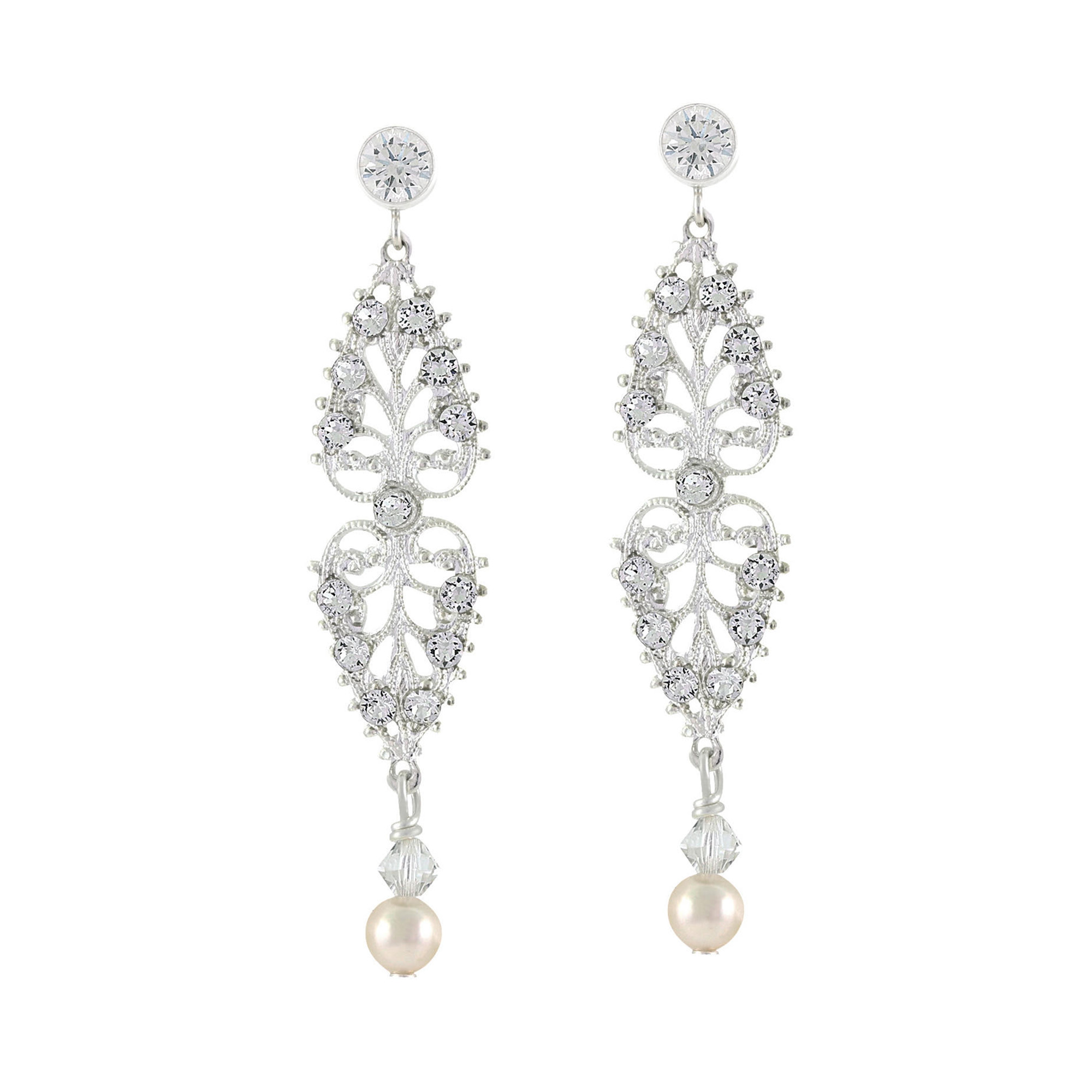 Tara Earrings - Silver - Ellen Hunter NYC - Luxury Bridal Jewelry