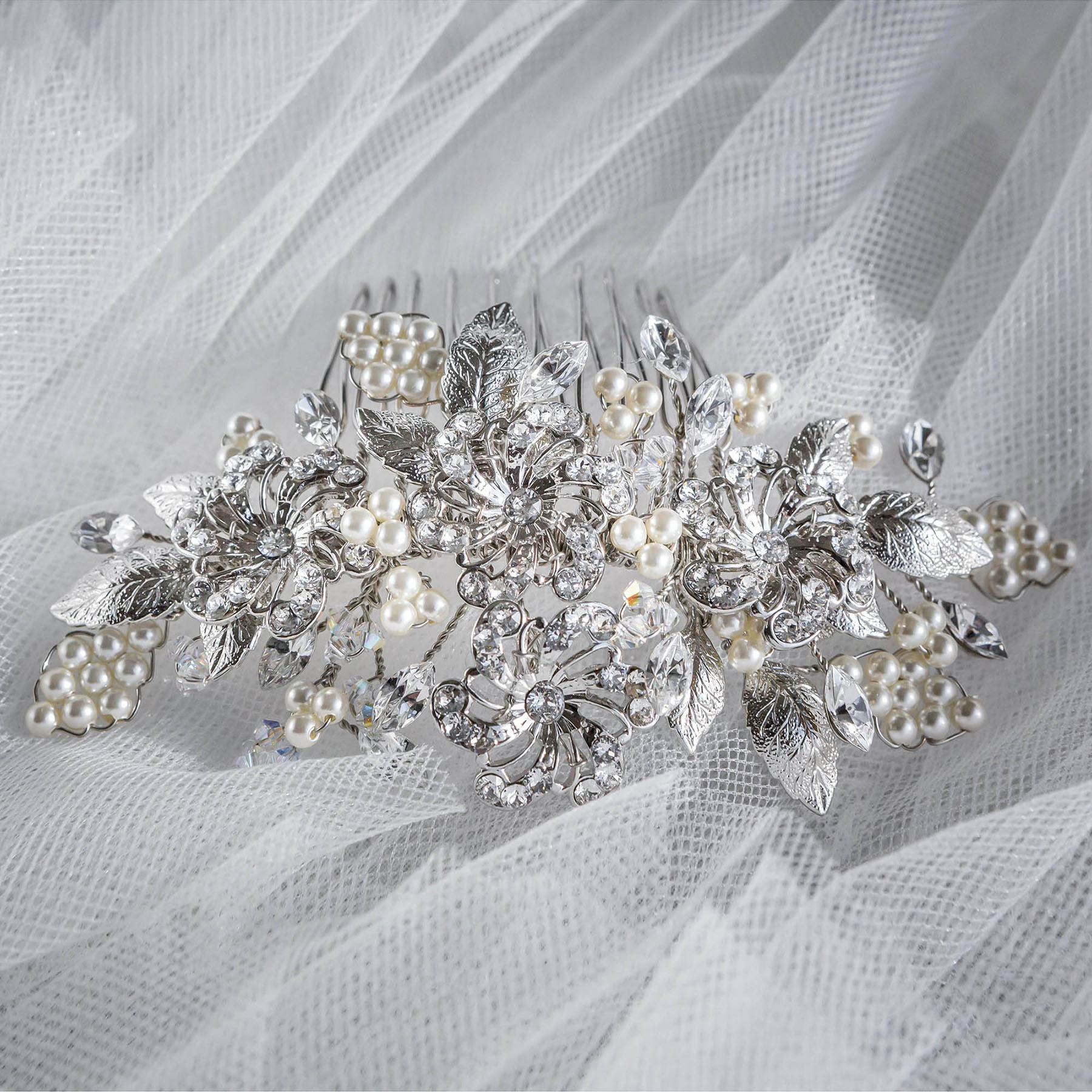 Jocelyn Comb - Silver - Ellen Hunter NYC - Luxury Bridal Jewelry