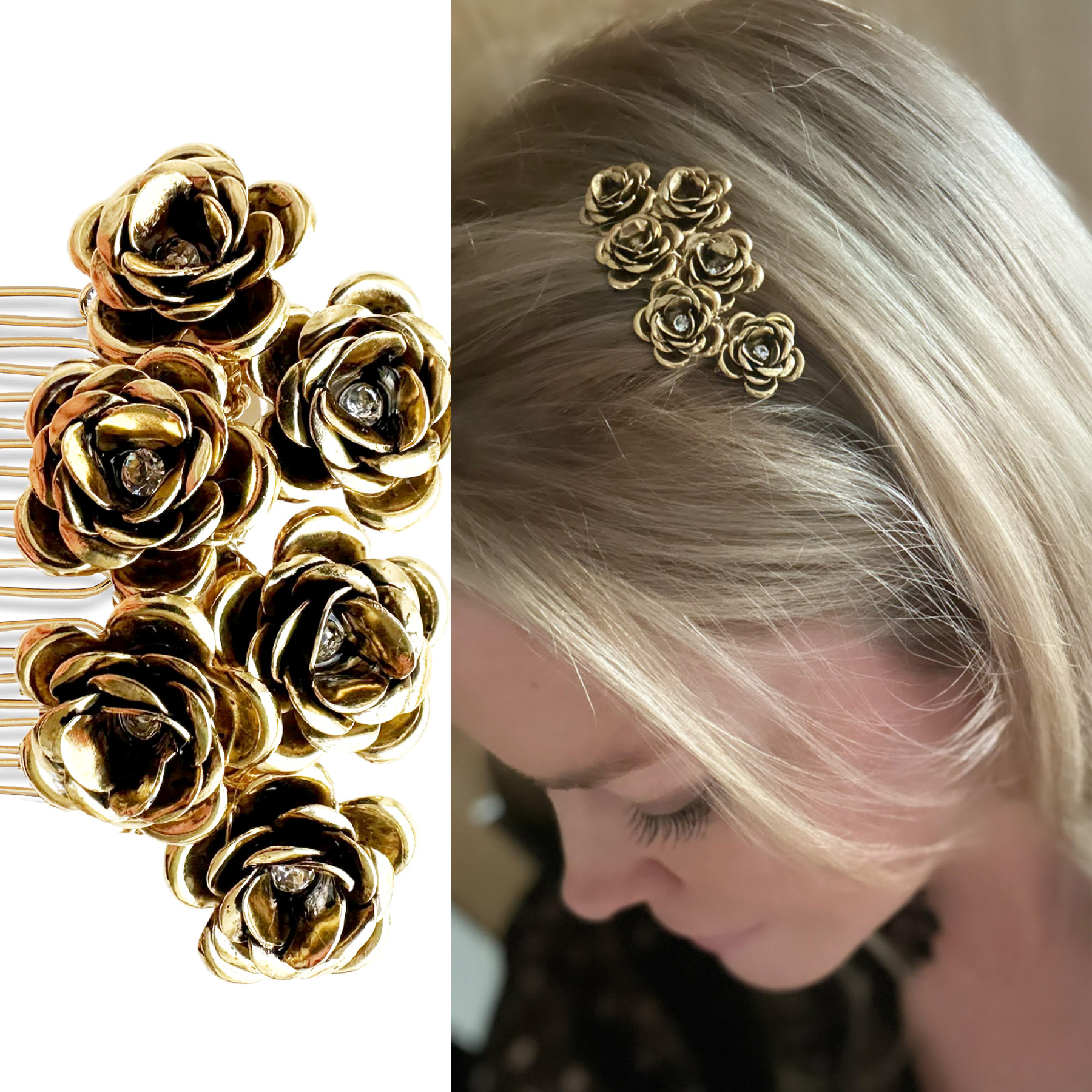 Rosie Comb - Gold - Ellen Hunter NYC - Luxury Bridal Jewelry
