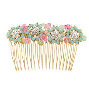 Adeline Comb - Gold - Multi-colored - Ellen Hunter NYC - Luxury Bridal Jewelry