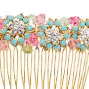 Adeline Comb - Gold - Multi-colored - Ellen Hunter NYC - Luxury Bridal Jewelry