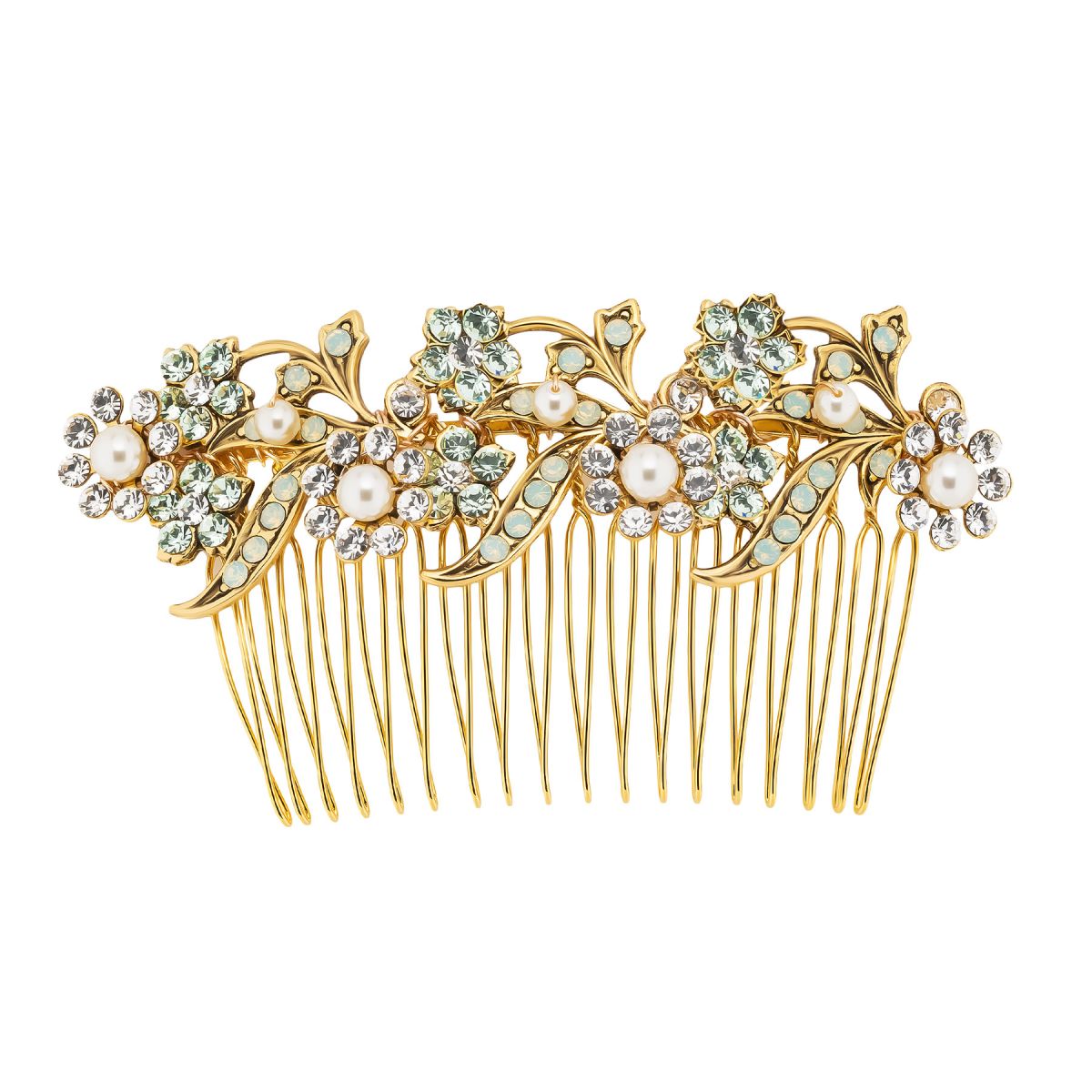 Alina Comb - Gold - Multi-colored - Ellen Hunter NYC - Luxury Bridal Jewelry