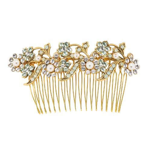 Alina Comb - Gold - Multi-colored - Ellen Hunter NYC - Luxury Bridal Jewelry