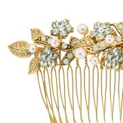 Anastasia Comb - Gold - Multi-colored - Ellen Hunter NYC - Luxury Bridal Jewelry