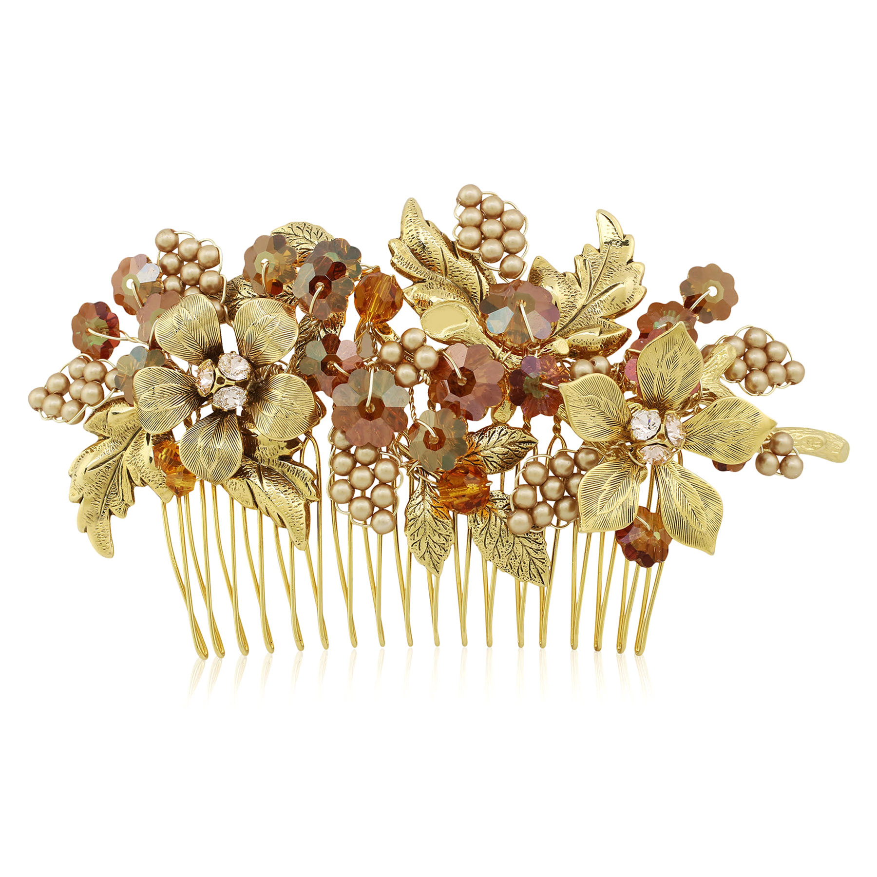 Autumn Comb - Gold - Multi-colored - Ellen Hunter NYC - Luxury Bridal Jewelry