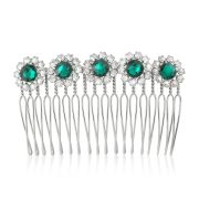 Diana Comb - Emerald & Silver - Ellen Hunter NYC - Luxury Bridal Jewelry & Hair Accessories