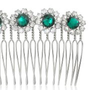 Diana Comb - Emerald & Silver - Ellen Hunter NYC - Luxury Bridal Jewelry & Hair Accessories