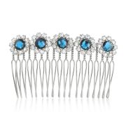 Diana Comb - Sapphire & Silver - Ellen Hunter NYC - Luxury Bridal Jewelry & Hair Accessories