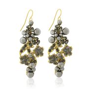 Jessica Earrings - Grey / Gold - Ellen Hunter NYC - Luxury Bridal Jewelry
